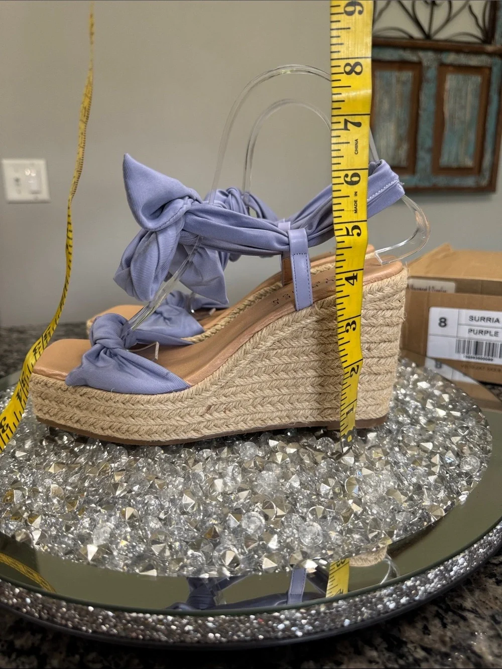 Journee Collection Surria purple Lavender Bow Espadrille Wedge Sandals NEW 8